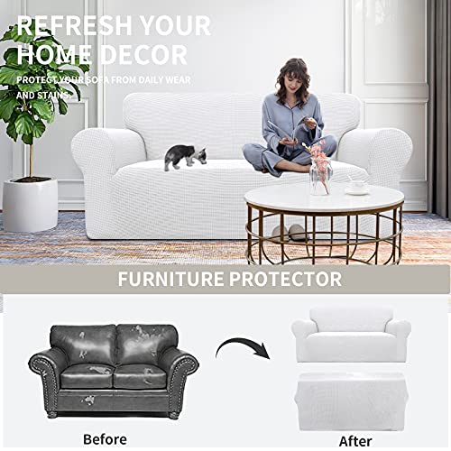Stretch Oversized Loveseat Couch Covers Washable Snow White (Medium-XL Loveseat / Snow White)