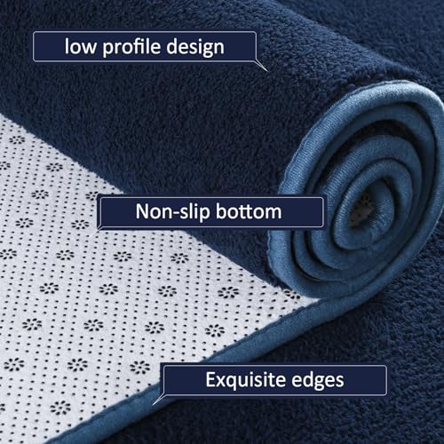 Shag Runner Rug for Hallways (2' x 6' (Runner) / Navy Blue)