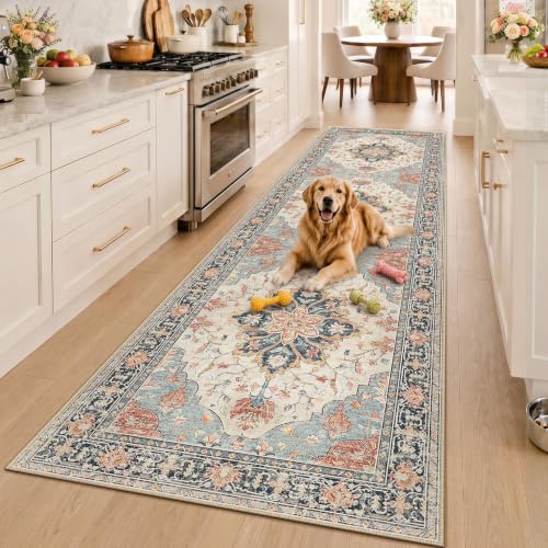 Washable Area Rug (Beige/Blue/Orange / 3' x 10' (Rectangular))