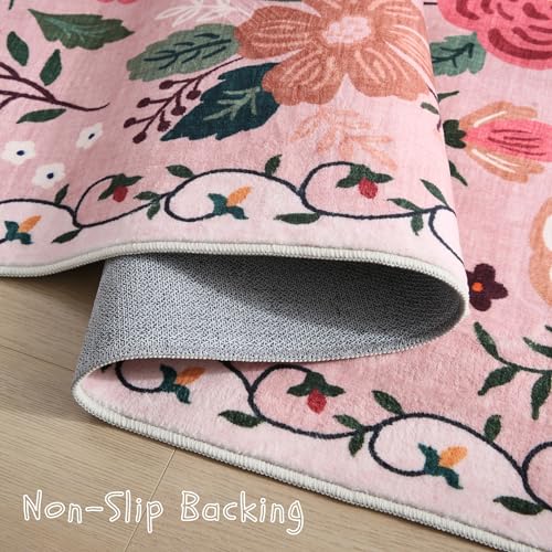 Runner Rug 2x10 Washable (Pink / 2' x 10' (Rectangular))