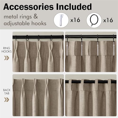 Pinch Pleated Linen Curtains 84 Inches Long 2 Panels Grey Beige (Grey Beige / 40"W x 84"L (Pack of 2))