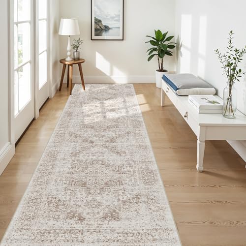 4x10 Washable Hallway Runner Rug (Ivory/Beige / 4x10)
