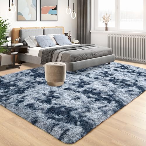 Area Rugs 9x12 for Living Room (Tie-dyed Blue and Grey / 9' X 12' (Rectangular))