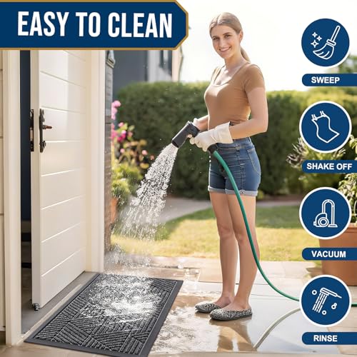 Front Door Mat Outside Entrance (Light Grey / 47" X 32")