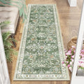 2x6 Washable Hallway Runner Rug Non Slip Floral Carpet (Green / 2' x 6')