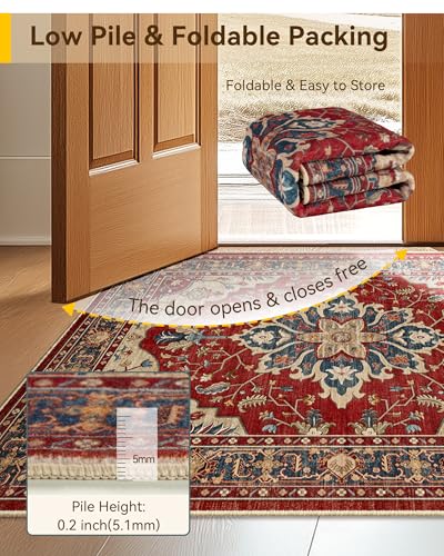 Washable Area Rug (Red/Blue / 3' x 5' (Rectangular))