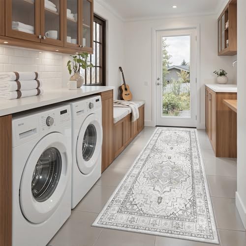 Hallway Runner Rug 2x5 Washable Entry Rugs Non (Grey / 2' x 5' (Runner))