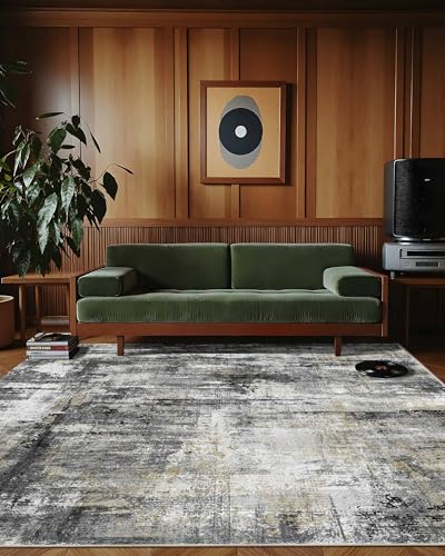 8x10 Area Rugs for Living Room Large Abstract Washable Rug (Black Gold / 8' x 10' (Rectangular))