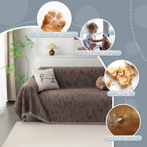 Couch Covers for 3 Cushion Couch Sofa (71" x 150" / 9# Lines Deep Chocolate)