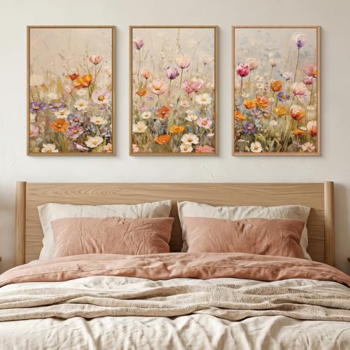 Large Nature Wildflowers Framed Canvas Wall Art (Nature Wildflowers Wall Art / 24"L x 36"W)