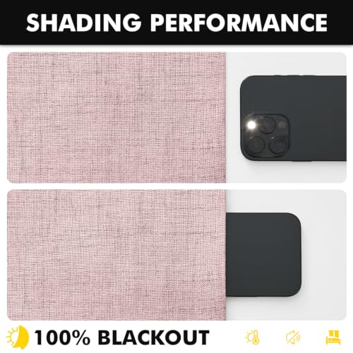 100% Blackout Linen Curtains for Bedroom 42 x 63 Inch Pink 2 Panels (Pink / 42"W x 63"L (Pack of 2))