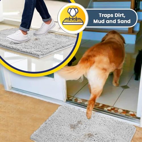 Super Water Absorbent Door Mat Indoor (White / 19" x 30")