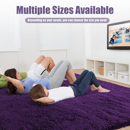 8x10 Fluffy Area Rugs for Living Room (Grape Purple / 8' x 10' (Rectangular))
