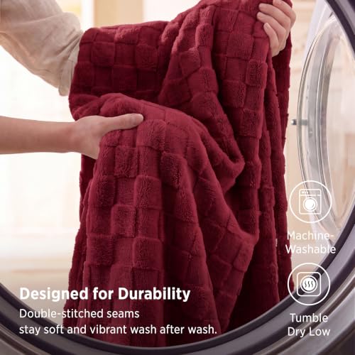 Checkered Soft Cozy Twin Blanket for Bed (Red / Twin (60" X 80"))