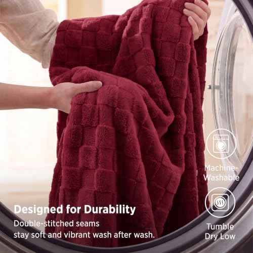 Checkered Soft Cozy Throw Blanket for Couch (Red / Throw (50" X 60"))