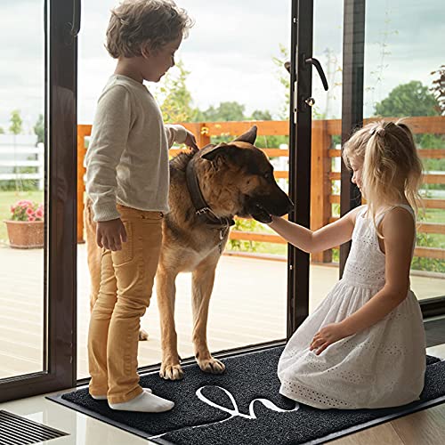 Door Mat Welcome Mat Floor Mat for Entryway (Black-hello / 1'6" x 2'6" (Rectangular))