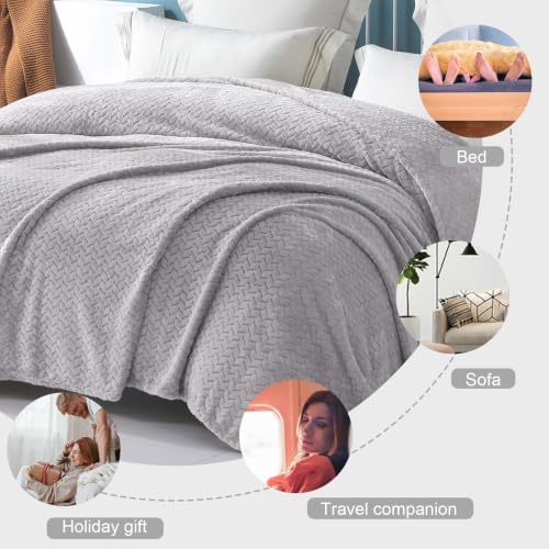 Soft Fleece Bed Blanket Twin Size (Light Grey / Twin ( 60x80 IN ))