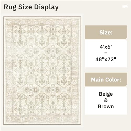 4x6 Area Rug for Living Room (Beige/Brown / 4' x 6' (Rectangular))