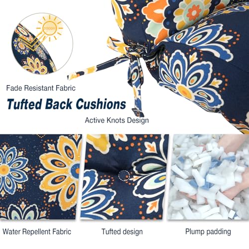 Outdoor Back Chair Cushions (42"x21"x4" / Gilded Azure)