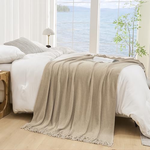 Throw Blanket for Couch (D-tan/Beige / 50*60'')