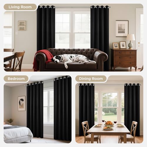 Blackout Curtains 90 Inches Long 1 Panel (Black / 70"W x 90"L (Pack of 1))