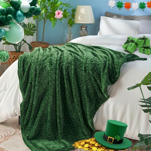 Fleece Twin Blanket for Bed Green Throw Blanket for Couch Super Soft Cozy Warm Blankets and Throws Lightweight Fuzzy Large Blanket for Sofa Bed Office (A-green / Twin/Twin XL-60x90 IN)