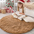 Khaki Round Rugs for Bedroom (4 Ft Round / Khaki)