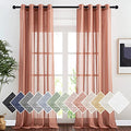 Linen Textured Semi Sheer Curtains for Large Windows (52"W x 108"L (Pack of 2) / Burnt Orange)