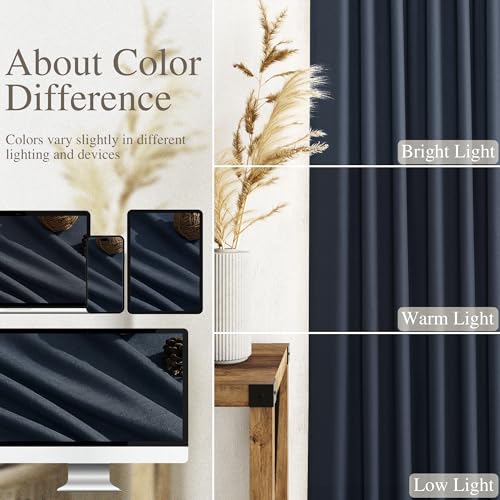 Vintage Blue Linen Curtains 108 Inches Long for Living Room Bedroom 2 Panels Set Extra Long Back Tab Drapes Light Filtering Semi Sheer Floor to Ceiling Curtain for Large Windows 52x108 (52"W x 108"L (Pack of 2) / Vintage Blue)