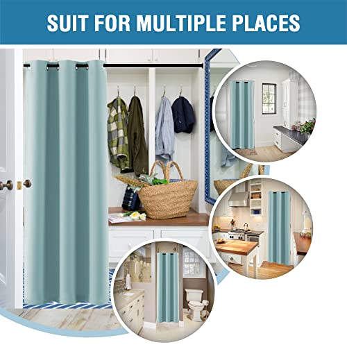 Doorway Curtain Blackout Closet Door Curtain Room Divider Window Treatment Curtain for Bedroom Thermal Insulated Privacy Drape Soundproof Grommet (42"W x 80"L (Pack of 1) / Mineral Blue)