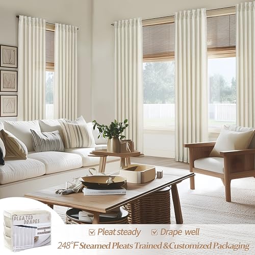 Extra Long Floor to Ceiling Drapes 108 Inches Long 2 Panels Set for Sliding Glass Door (Cream / 40"W x 108"L( Pack of 2))