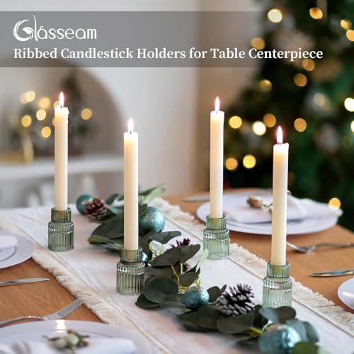 Taper Glass Candlestick Holders (Green)