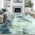 9x12 Area Rugs for Living Room Washable Bedroom Dining Room Teal Grey Gold (Teal Grey/Gold / 9' x 12' (Rectangular))