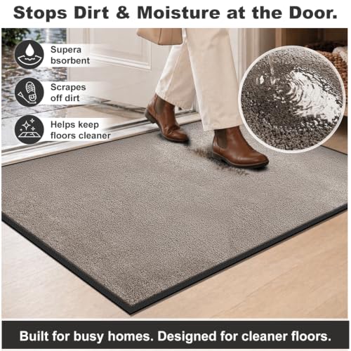 Super Absorbent Front Door Mat (Beige / 2' x 4' (Rectangular))