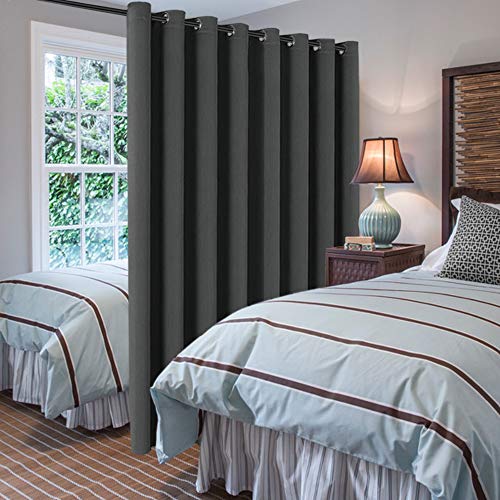 Blackout Patio Curtains 100 x 96 Inches for Sliding Door Extral Wide Blackout Curtain Panels Thermal Insulated Room Divider (100"W x 96"L (Pack of 1) / Charcoal Gray)
