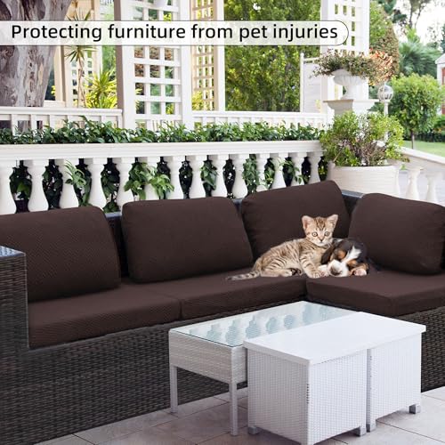 8PCS Patio Cushion Covers.Patio Furniture Couch SeatSlipcovers (Brown. / 8PCS)