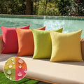 Pack of 4 Decorative Outdoor Throw Pillow Covers Linen Waterproof Pillow Covers Summer Farmhouse Cushion Cases for Patio Garden Tent Balcony Couch Sofa 18x18 Inch Red (18" x 18" (Pack of 4) / Red/Green)
