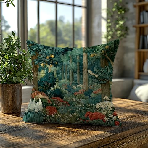 Rustic Forest Green Pillow Covers 18x18 Double (Forest-green Forest -27 / 18" x 18" (Pack of 1))