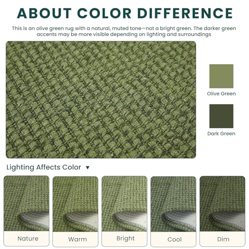 Indoor Door Mat 2x3 ft Small Area Rugs Washable Front Door Mat Non Slip Rubber Backed Entryway Rug Cotton Entrance Doormat for Front Porch Kitchen Bedroom (Olive Green/Earthy Green / 2' x 3' (Rectangular))