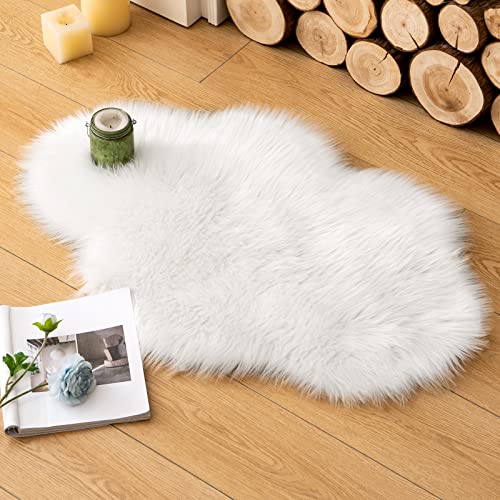 Fluffy Area Rug 2'x3' Cloud Faux Fur Sheepskin Rug for Bedroom White (2' x 3' (Cloud) / White)