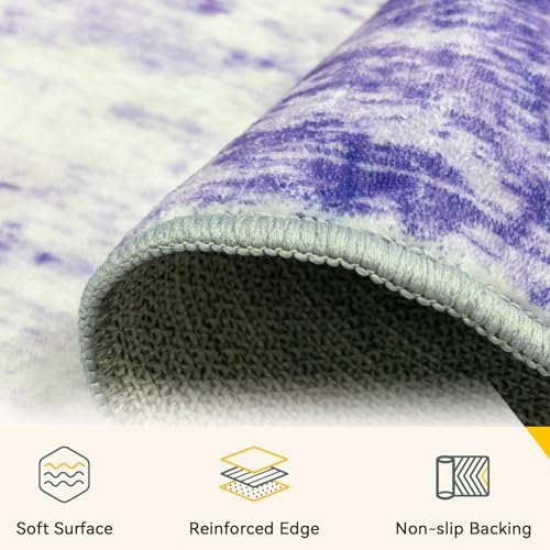 Washable Runner 2'x8' Abstract Area Rug for Hallway Purple (Purple/Gray/Pink/White / 2' x 8' (Runner))