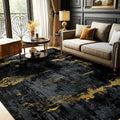 Washable 9'x12' Abstract Area Rug for Living Room Black Gold (Black/Gold / 9' x 12' (Rectangular))