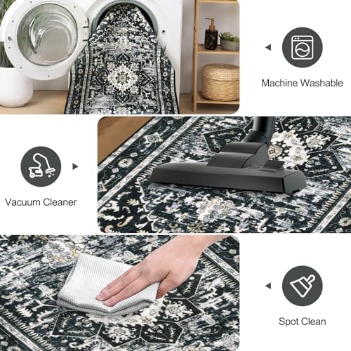 Washable Runner Rug (2' x 8' / Black)