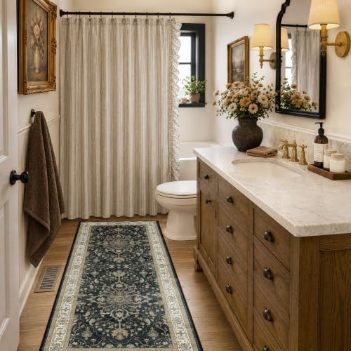 Washable Area Rug (Black/Vintage/Beige / 2' x 6' (Rectangular))