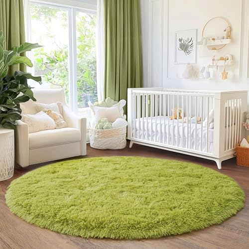 6‘x6’ Grass Green Round Rug for Bedroom (6' (Round) / Grass Green)