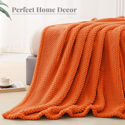 Soft Fleece Twin Size Bed Blanket (Burnt Orange / Twin(60x80 In))