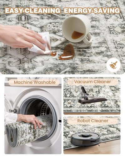 Kitchen Runner Rug Non Slip Washable Rugs 2.5x8 (Grey/Beige / 2'6" x 8' (Runner))