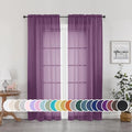 Sheer Curtains 72 Inches Long 2 Panels Set (Plum / 42"W x 72"L (Pack of 2))