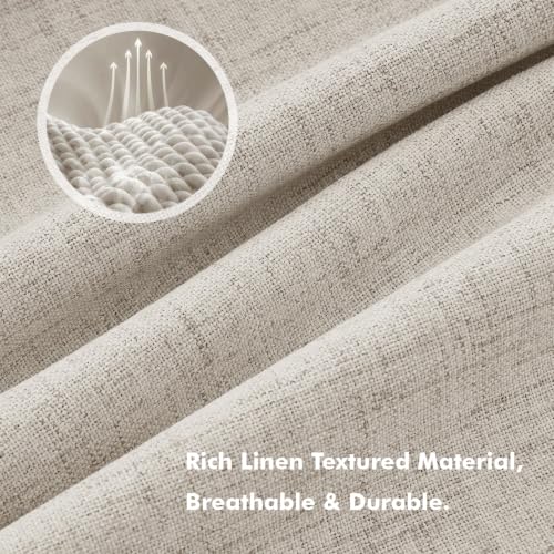 100% Blackout Linen Curtains for Bedroom 42 x 96 Inch Stone 2 Panels (Stone / 42"W x 96"L (Pack of 2))