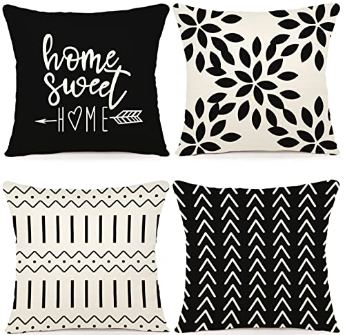 Pillow Covers 20x20 Set of 4 (Black / 20" x 20" (Pack of 4))